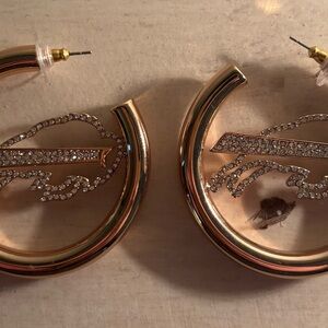 Gold Buffalo Bills Hoop Earrings